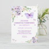 21ste Paarse goudvlinder van Birthday Kaart (Staand voorkant)