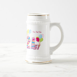21ste Personaliseerbare (Roze) Verjaardag Bierpul