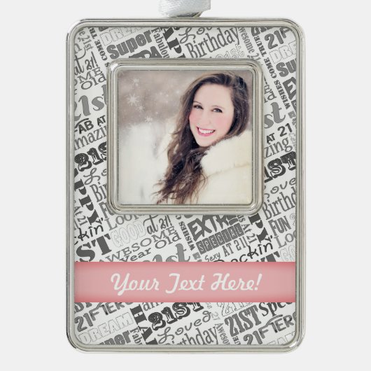 21ste persoonlijke cadeautjes van Birthday Party Verzilverd Omlijst Ornament (Voorkant)