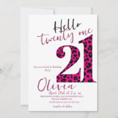 21ste Roze Moderne Stijlvolle Luipaard Verjaardags Kaart (Voorkant)