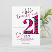 21ste Roze Moderne Stijlvolle Luipaard Verjaardags Kaart (Staand voorkant)