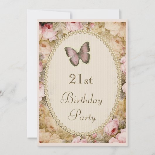 21ste Rozen van de Birthday Butterfly, Muzieknote Kaart (Voorkant)