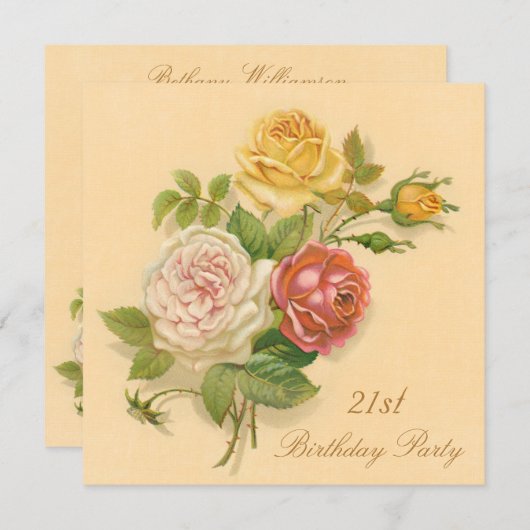 21ste Rozen van de Birthday Party Kaart (Voorkant / Achterkant)