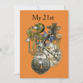 21ste Steampunk Birthday Kaart (Voorkant)