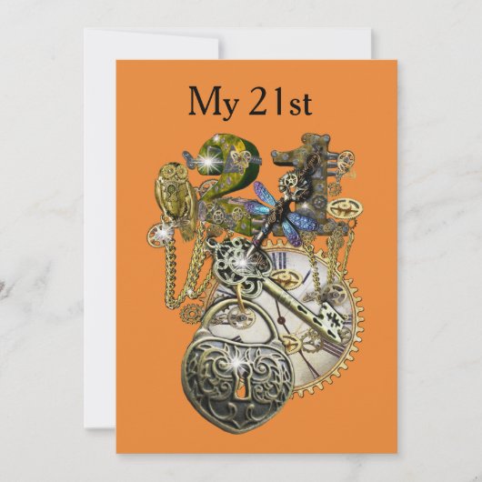 21ste Steampunk Birthday Kaart (Voorkant)