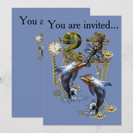 21ste Steampunk Birthday Kaart (Voorkant / Achterkant)