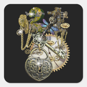 21ste Steampunk Birthday Vierkante Sticker