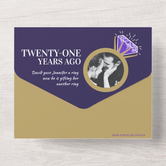 21ste trouwdag Ioliet oneindigheidsring All In One Uitnodiging (Achterkant)