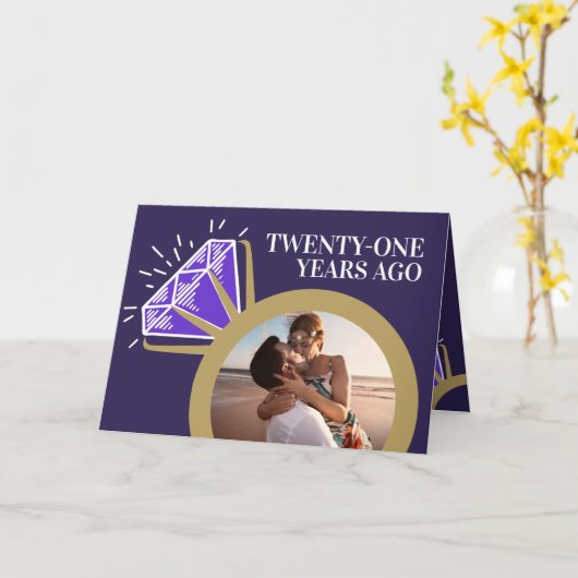 21ste trouwdag nu, dan fotokaart kaart (Gele Bloem)