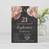 21ste uitnodiging Roze gouden uitnodiging (Staand voorkant)