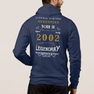 21ste verjaardag 2002 Blauwe goudretro Legend Hoodie