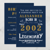 21ste verjaardag 2002 Blauwe goudretro Legend Kaart (Voorkant / Achterkant)