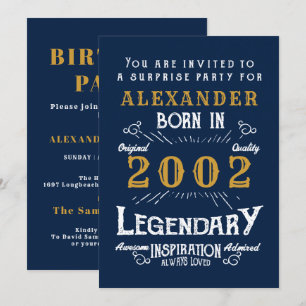 21ste verjaardag 2002 Blauwe goudretro Legend Kaart
