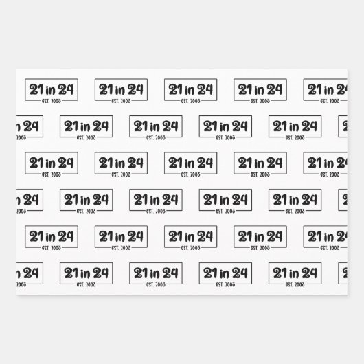 21ste verjaardag 21 in 24 Est 2003 Verjaardag Inpakpapier Vel (Voorkant 3)