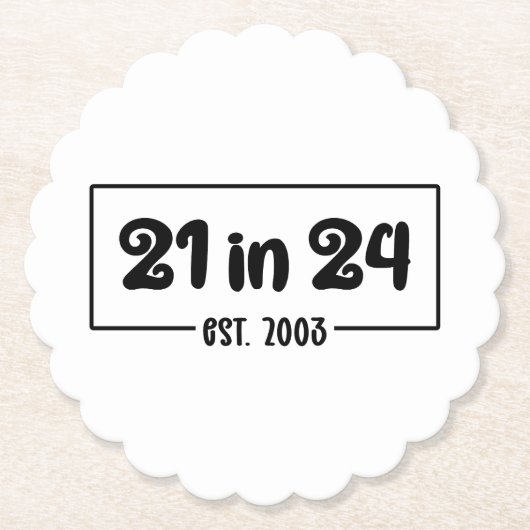 21ste verjaardag 21 in 24 Est 2003 Verjaardag Kartonnen Onderzetters (Voorkant)