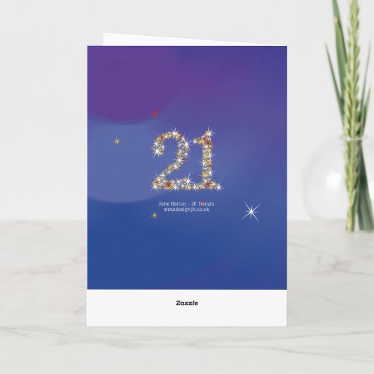 21ste verjaardag - 21 jaar in Star-getallen - blau Kaart (Achterkant)