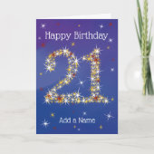 21ste verjaardag - 21 jaar in Star-getallen - blau Kaart (Voorkant)
