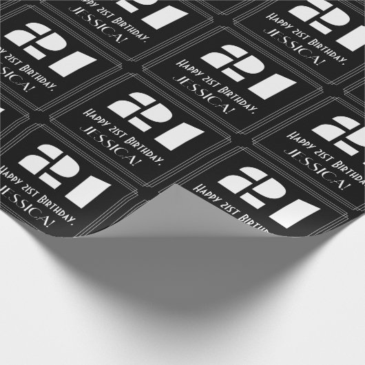 21ste verjaardag: Art Deco Geïnspireerde look "21" Cadeaupapier (Hoek)