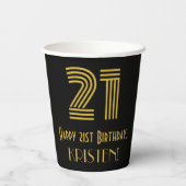 21ste verjaardag: Art Deco Geïnspireerde look "21" Papieren Bekers (Achterkant)
