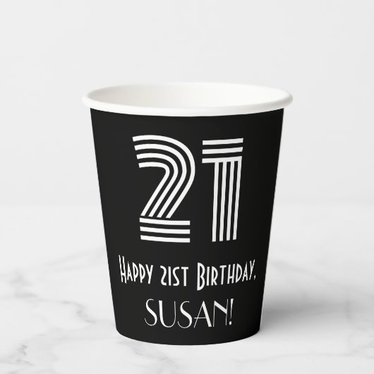 21ste verjaardag — Art Deco Geïnspireerde look "21 Papieren Bekers (Achterkant)