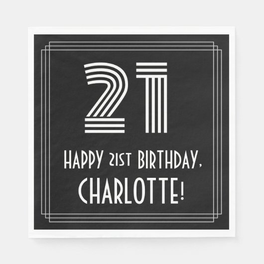 21ste verjaardag: Art Deco Geïnspireerde look "21" Servet (Voorkant)