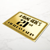 21ste verjaardag: Art Deco Kijk "21" en naam Folie Uitnodiging (Gedraaid)