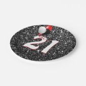 21ste verjaardag ballonnen op zwarte glitter papieren bordje (Gekanteld)