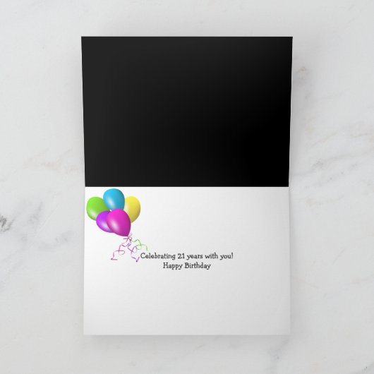 21ste Verjaardag Bier op zwart Kaart (Binnen)
