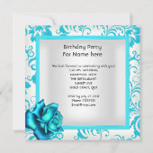 21ste verjaardag Blauwgroen blauw Floral Roos wit Kaart (Achterkant)