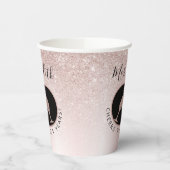 21ste verjaardag Blush Glitter Champagne Toast Papieren Bekers (Links)