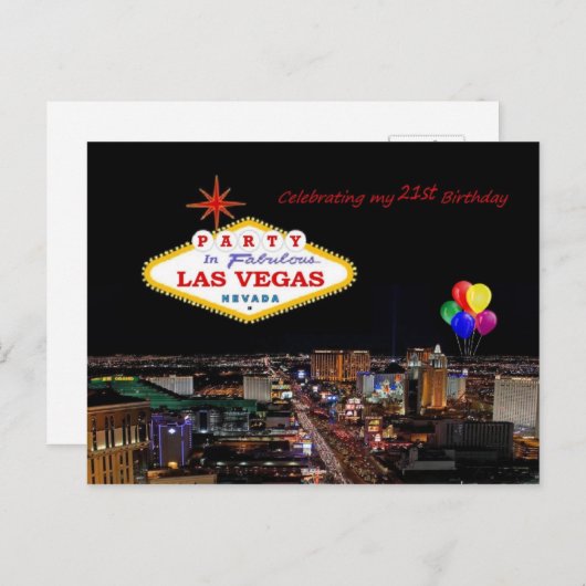 21ste verjaardag Briefkaart Las Vegas (Voorkant / Achterkant)