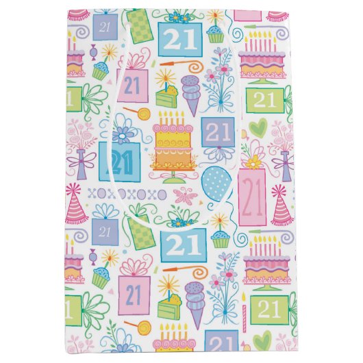 21ste verjaardag Cadeaus van de pastroze roze roze Medium Cadeauzakje (Voorkant)