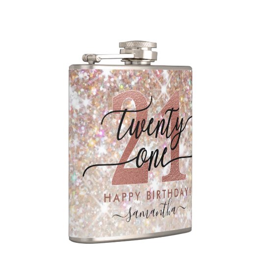 21ste verjaardag Chic Glitter Ombre Heupfles (Rechts)