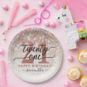 21ste verjaardag Chic Glitter Ombre Papieren Bordje (Feest)