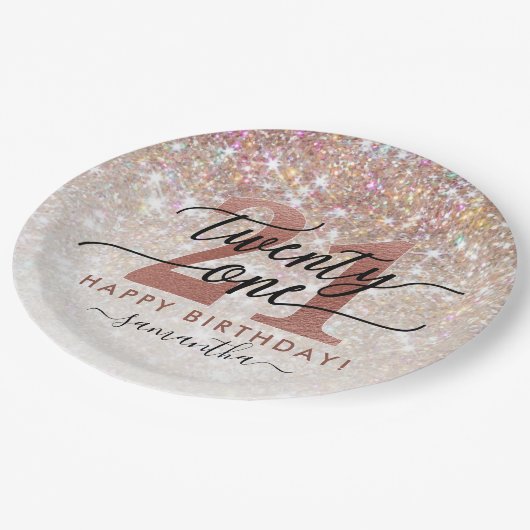 21ste verjaardag Chic Glitter Ombre Papieren Bordje (Gekanteld)
