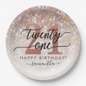 21ste verjaardag Chic Glitter Ombre Papieren Bordje (Voorkant)
