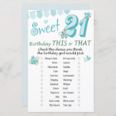 21ste verjaardag Dit of dat spel (Voorkant / Achterkant)