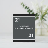21ste verjaardag Eenvoudige donkere grijs Kaart (Staand voorkant)