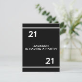 21ste verjaardag Eenvoudige zwart-wit Kaart (Staand voorkant)