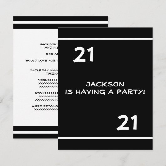 21ste verjaardag Eenvoudige zwart-wit Kaart (Voorkant / Achterkant)