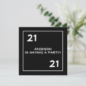 21ste verjaardag Eenvoudige zwart-wit Kaart (Staand voorkant)