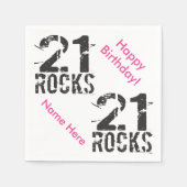 21ste verjaardag Eigen naam PINK 21 Rocks Servetten (Voorkant)