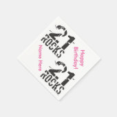 21ste verjaardag Eigen naam PINK 21 Rocks Servetten (Hoek)