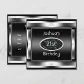 21ste verjaardag Elegant Black Metal Mannen 2 Kaart (Voorkant / Achterkant)