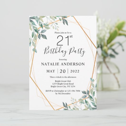 21ste verjaardag Elegant Eucalyptus Greenery en Go Kaart (Staand voorkant)