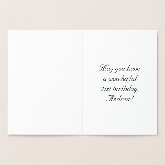 21ste verjaardag: Elegant,  Manuscript; de Naam va Folie Kaarten (Binnen)