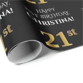 21ste verjaardag: Elegant, zwart, Faux Gold look Cadeaupapier (Rol Hoek)