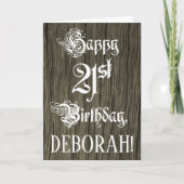 21ste verjaardag: Fancy, elegante tekst; Faux Hood Kaart (Voorkant)
