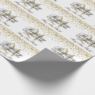 21ste verjaardag Faux Glitter Confetti Gold Cadeaupapier