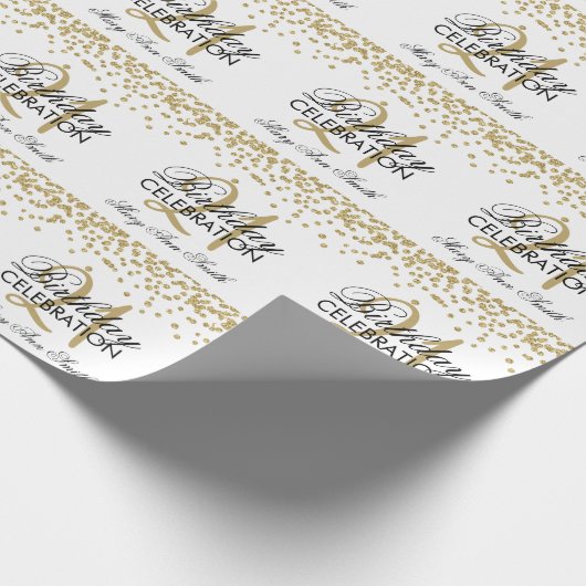 21ste verjaardag Faux Glitter Confetti Gold Cadeaupapier (Hoek)